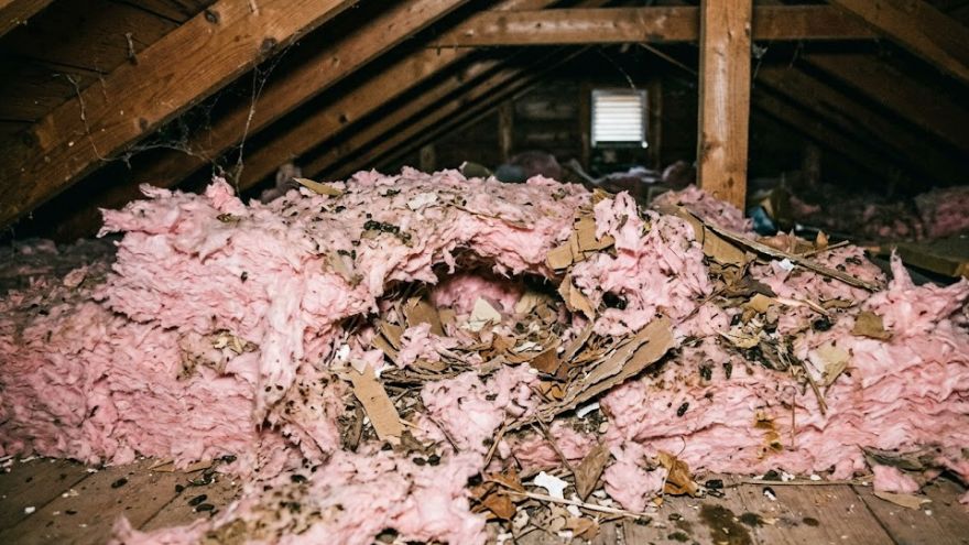 Rat nesting material found in attic insulation during Lubbock rodent inspection