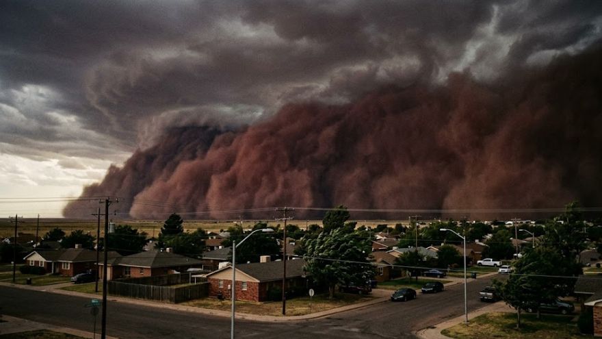 Lubbock Texas dust storm haboob approaching — rodent pressure increases after haboobs
