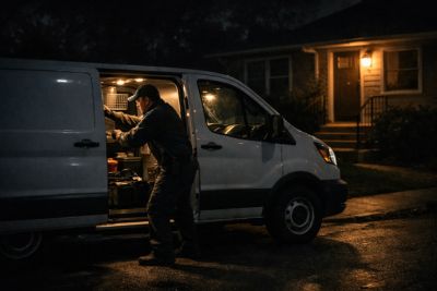 Lubbock rodent control technician on a same-day emergency call