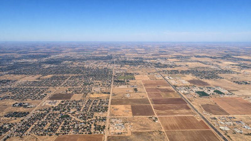 Aerial view of Lubbock Texas and the surrounding South Plains